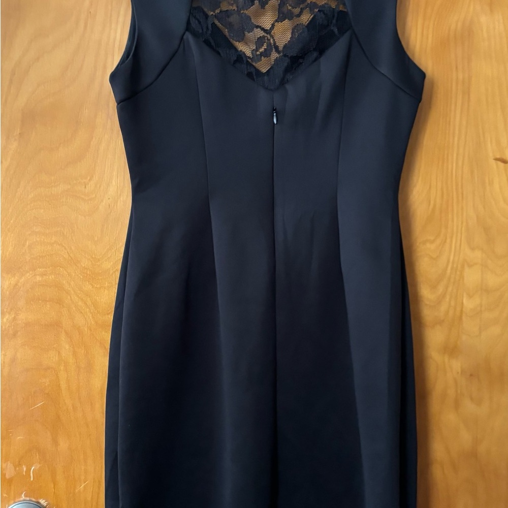 Dress Barn Black Midi Dress with Lace Detail